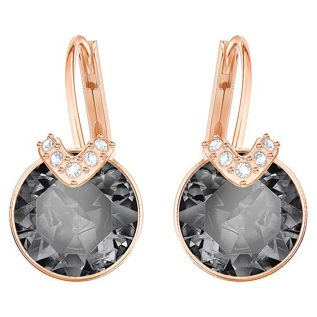 Swarovski Bella V Pierced Earrings Gray Rose gold plating 5299317 W600