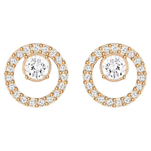 Swarovski Creativity Circle Pierced Earrings Small White Rose Gold Plating 5199827 W600