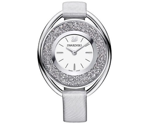 Swarovski Crystalline Oval Watch Fabric strap Gray Silver tone 5263907 W600