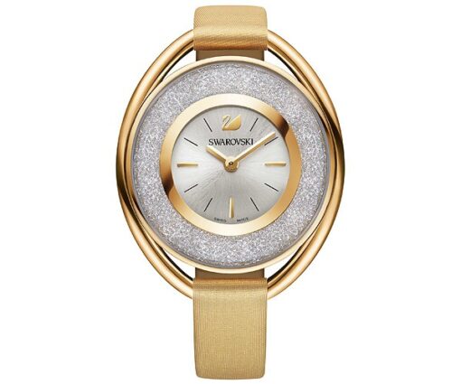 Swarovski Crystalline Oval Watch Fabric strap Yellow Gold tone 5158972 W600