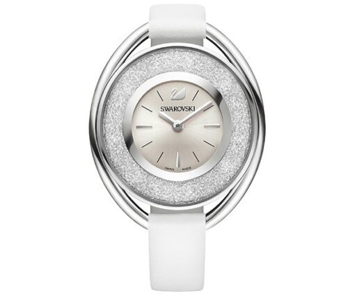 Swarovski Crystalline Oval Watch Leather strap White Silver tone 5158548 W600