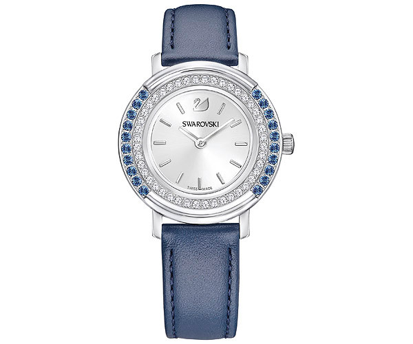 Swarovski Playful Lady Watch Leather strap Blue Silver tone 5243038 W600