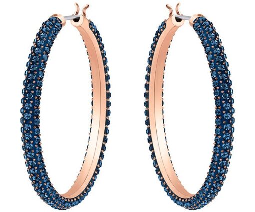 Swarovski Stone Hoop Pierced Earrings Blue Rose gold plating 5408459 W600