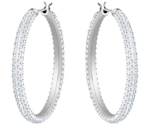 Swarovski Stone Hoop Pierced Earrings White Rhodium plating 5389432 W600