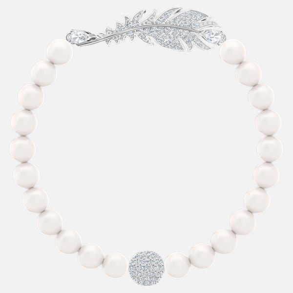 braccialetto nice pearl  bianco  placcatura rodio swarovski 5515020