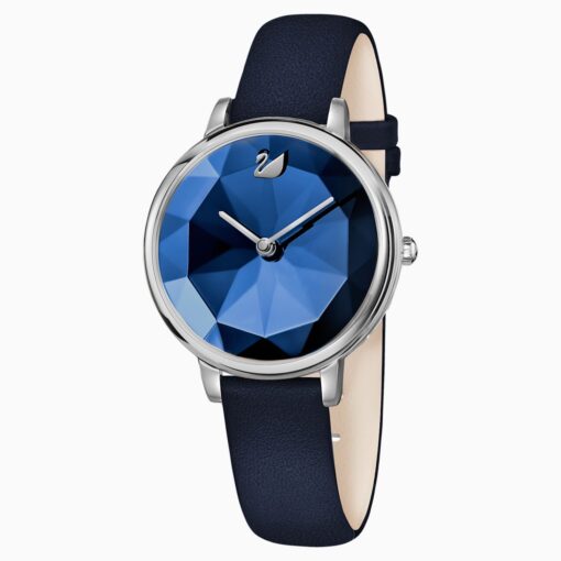 orologio crystal lake  cinturino in pelle  azzurro  acciaio inossidabile swarovski 5416006