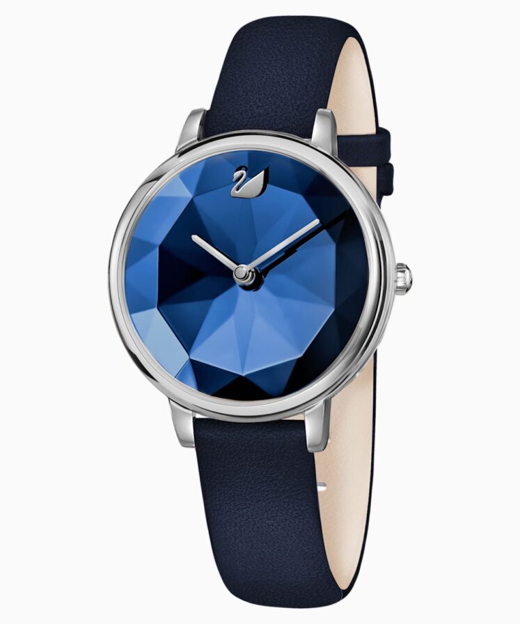 orologio crystal lake  cinturino in pelle  azzurro  acciaio inossidabile swarovski 5416006